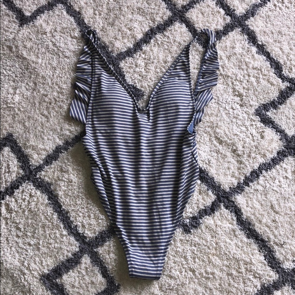 Aerie Blue and White One-Piece Swimsuit